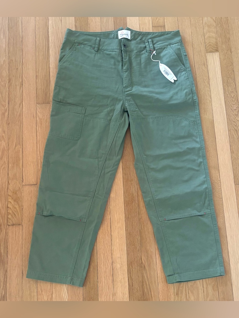New Imperfects Courier Pants 38x30 OG Fit Olive Green Canvas Work Wear Trousers